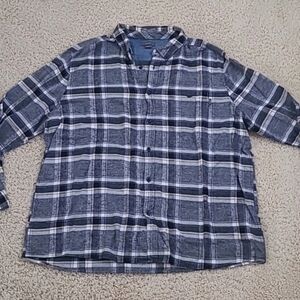 Eddie Bauer Gray Plaid Flannel Shirt 2XL Gorpcore Outdoor Casual Button Up